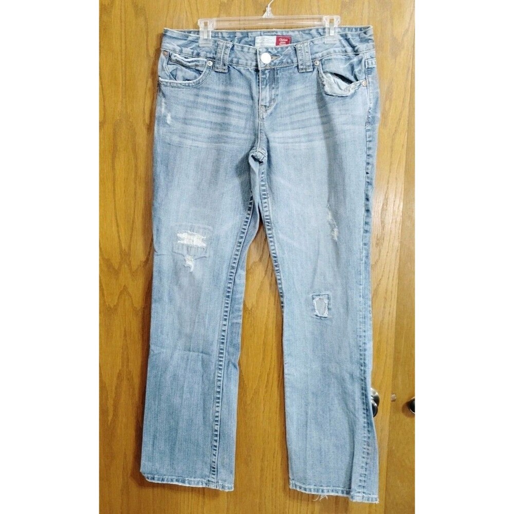 Aeropostale Womens Sz 13/14 Jeans Chelsea Skinny Bootcut Blue Denim L32" Cotton